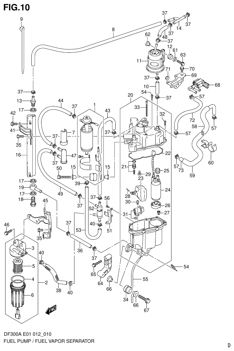 Suzuki DF300AP FUEL PUMP / FUEL VAPOR SEPARATOR (DF300A E1) parts diagram